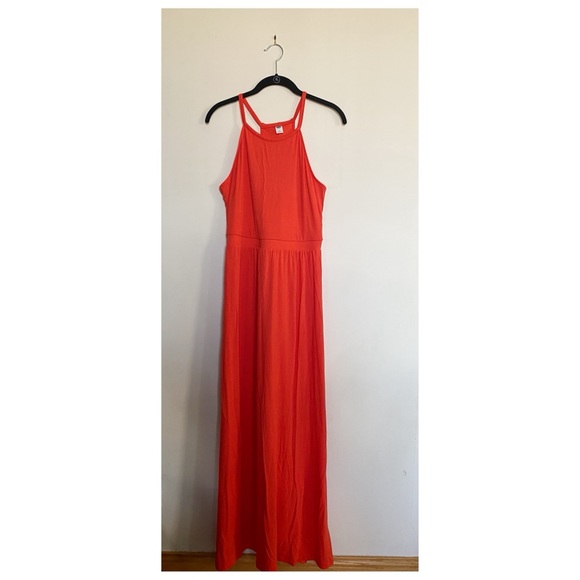 Old Navy Red-Orange Halter Maxi Dress | Size M - Picture 1 of 4